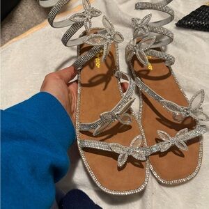 Elegant Silver Strappy Sandals